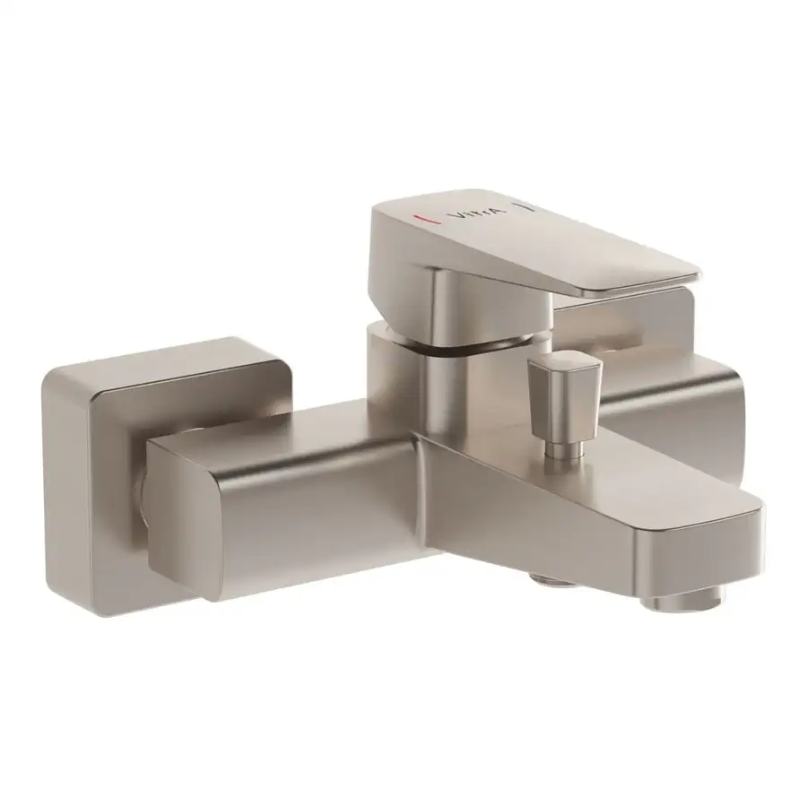 VitrA Root Square Bath Shower Mixer Brushed Nickel VTTB2046 - Image 2