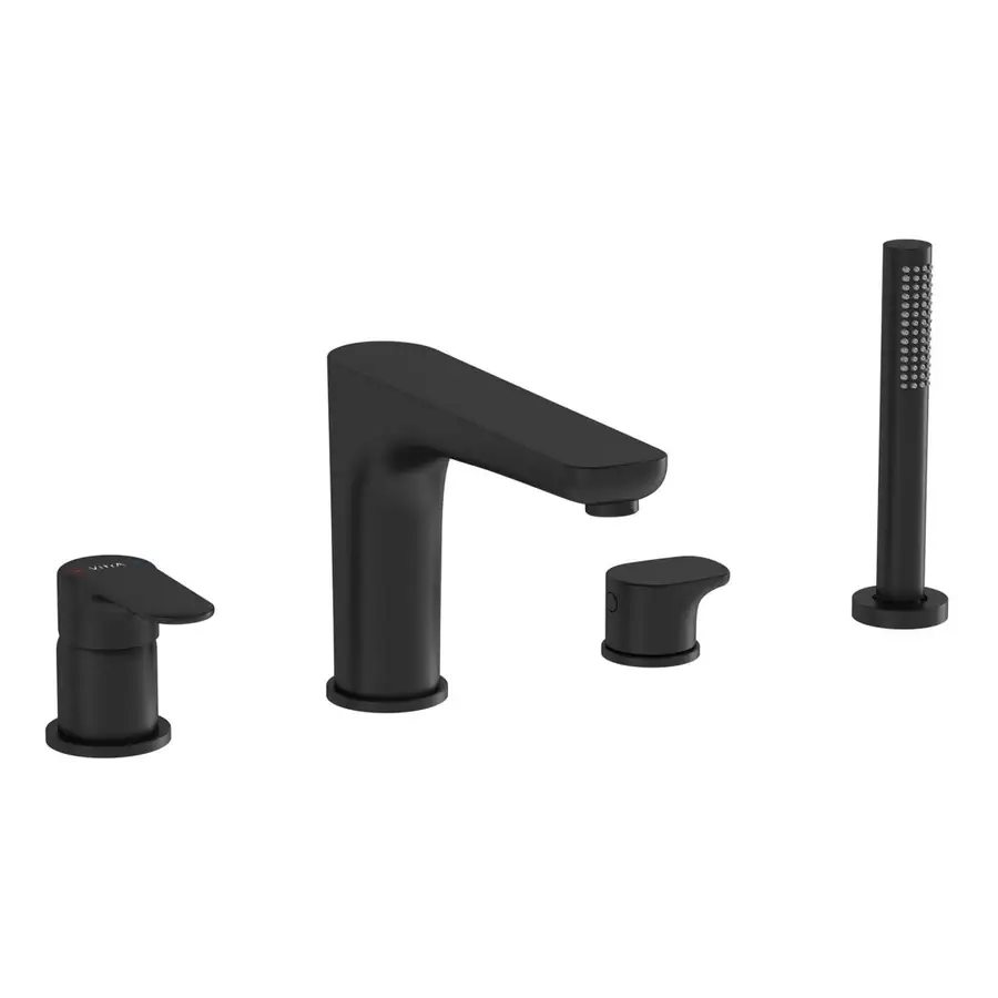 VitrA Bath Shower Mixer 4 Hole Matt Black VTTB4026
