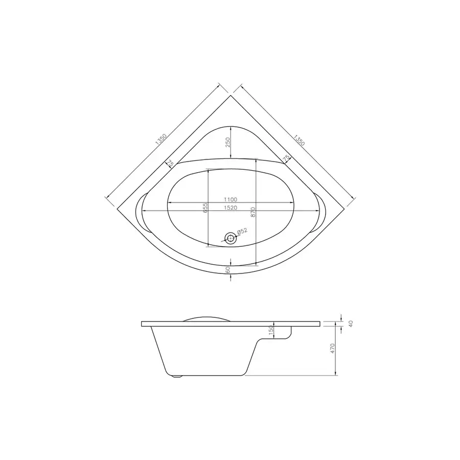 Modish Corner Bath Double End Modern DIBRP0086 - Image 2
