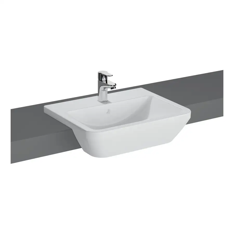 VitrA Semi Recessed Basin VTPB1016 1 Tap Hole Fire Fine Clay