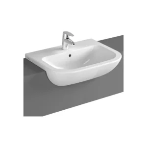 VitrA Semi Recessed Basin VTPB1294 with 2 Tap Hole White Fire Fine Clay