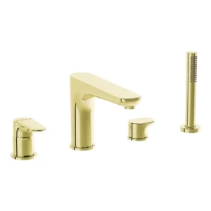 VitrA Root Round Shower Mixer Soft Gold Deck Mounted 4 Hole - VTTB4022