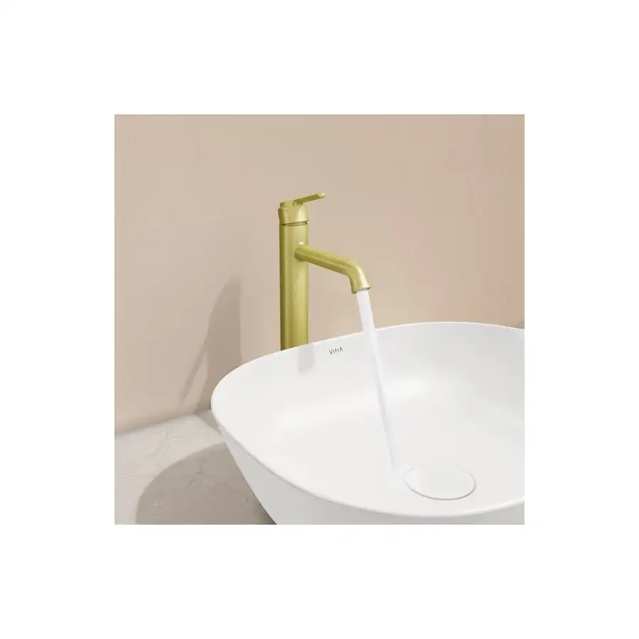 VitrA Tall Basin Mixer Brushed Gold VTTS1100 Low Pressure - Image 2