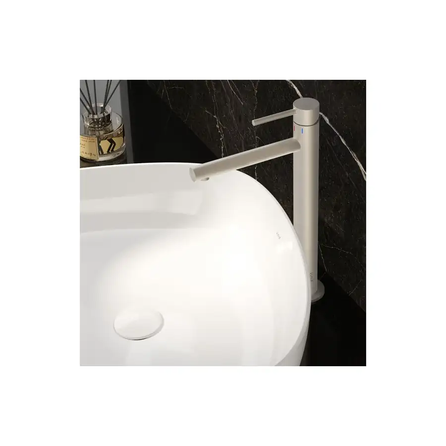 VitrA Brushed Nickel Extra Tall Basin Mixer Deck Mounted - VTTS1320 - Image 2