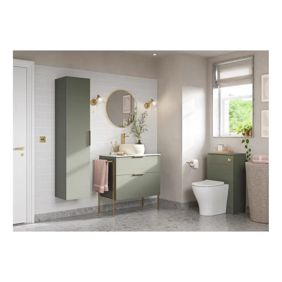 Modish Matt Olive Green Wall Hung Basin With 4 Drawer and 2TH - DIFTP5444 - Image 2