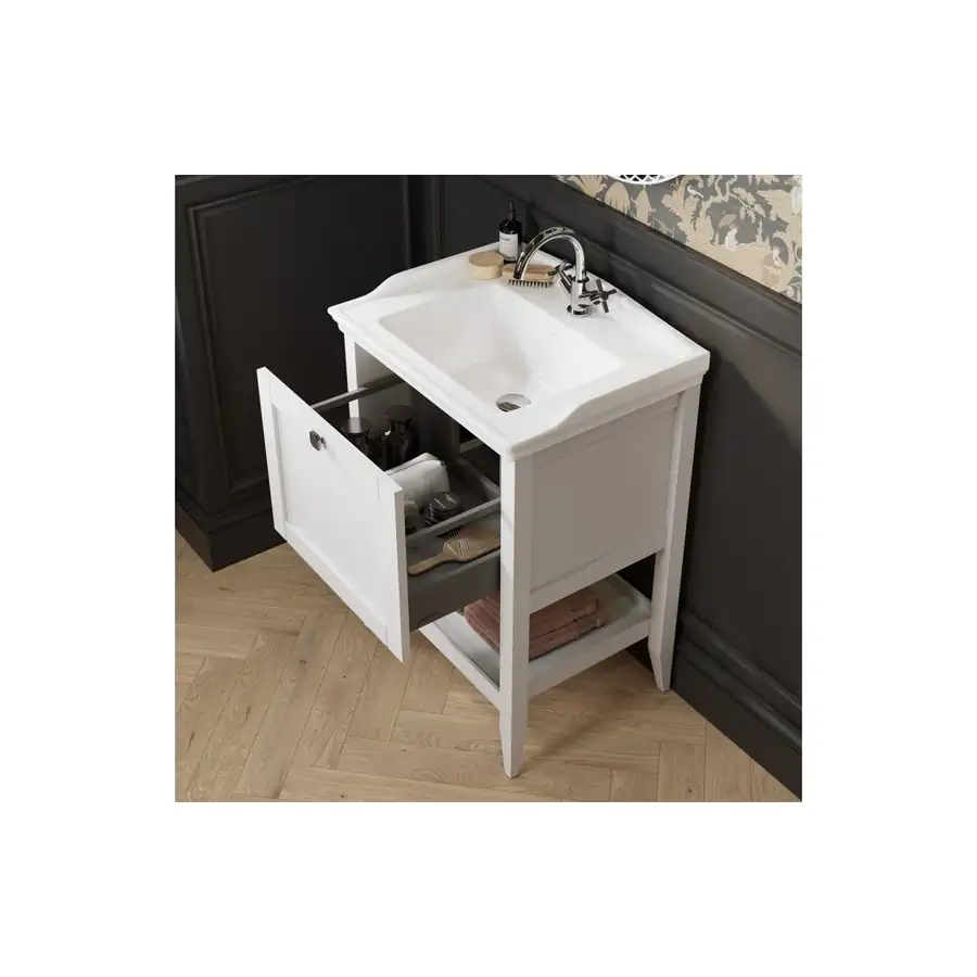 Modish Matt White Basin Unit Standing 800mm One Drawer With Basin - DIFTP5522 - Image 3