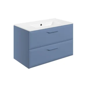 Bathrooms to Love 815mm Basin Unit Wall Hung Two Drawer Matt Misty Blue - DIFTP5552