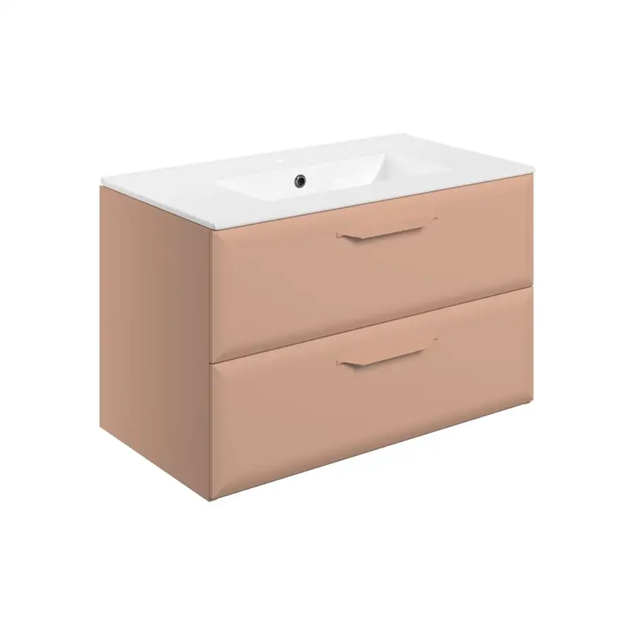 Bathrooms to Love Matt Apricot Basin Unit Wall Hung 2 Drawer 1TH - DIFTP5554
