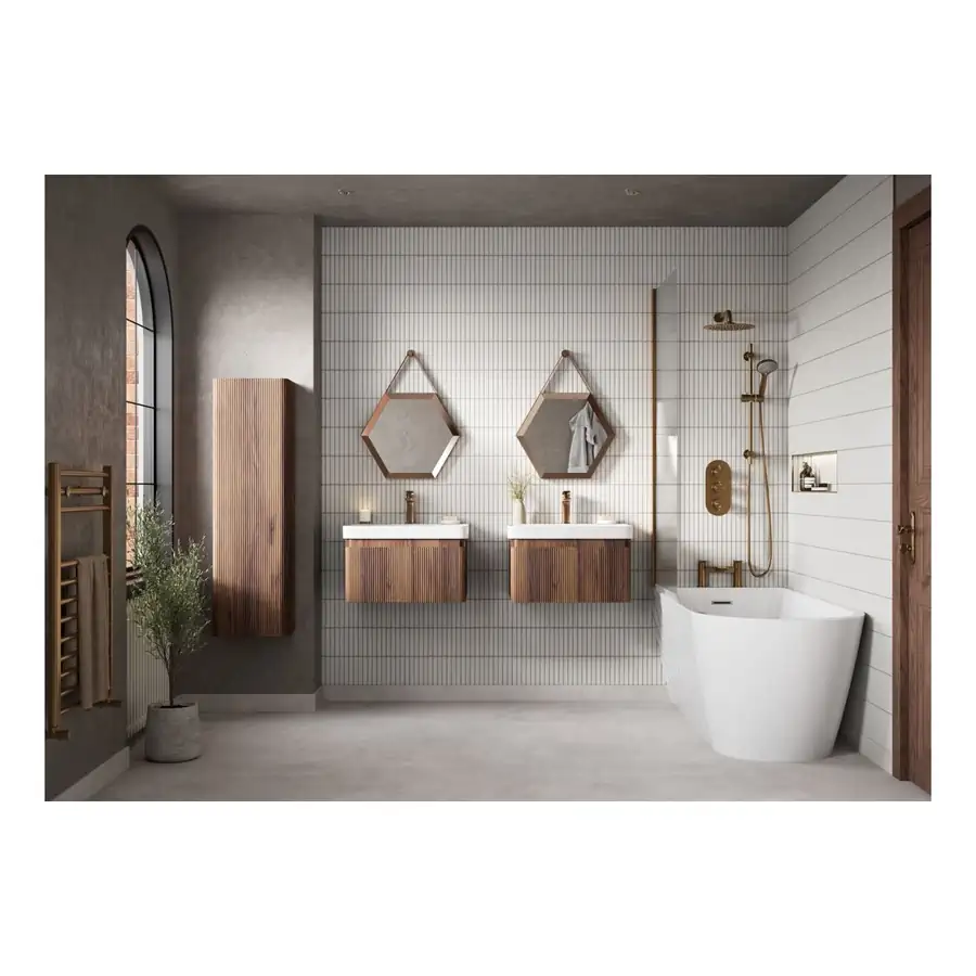 Modish Textured Walnut Basin Unit With 1 Drawer - DIFTP5588 - Image 2