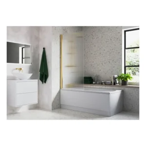 Bathrooms to Love Single Straight Bath Screen 5 mm Brushed Brass - DIBS0146