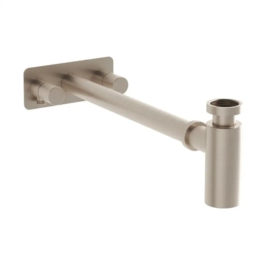 VitrA Brushed Nickel Basin Bottle Trap Isolation Tap Wall-Mounted - VTTW0020