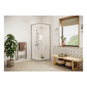 RefleXion Chrome 800mm Corner Entry Door Compatible Safety Glass - DIEE8008