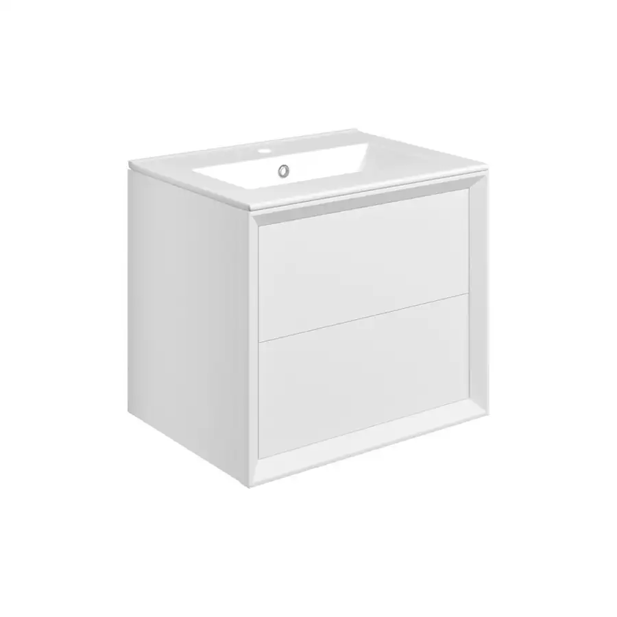Wall Hung 2 Drawer Basin Unit White