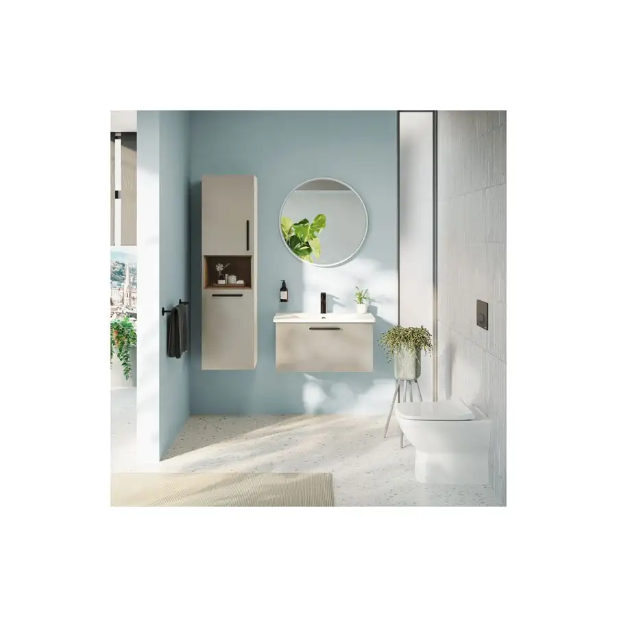 VitrA 2 Door Semi Tall Unit Bright Sahara Beige with Laundry Basket - VTFT0338 - Image 2