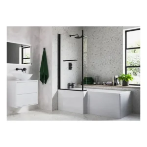 Bathrooms to Love Shower Bath Pack L End 180 Litres Matt Black - DIBSHP0250